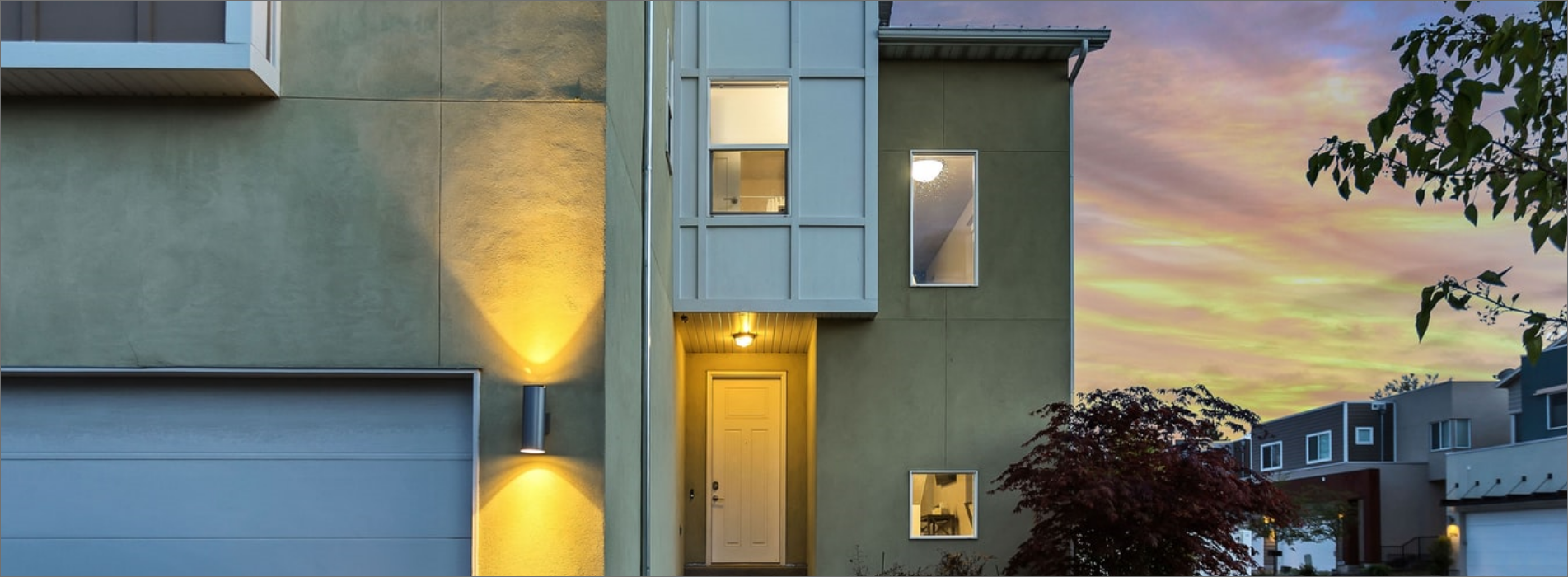 exterior of a home at night