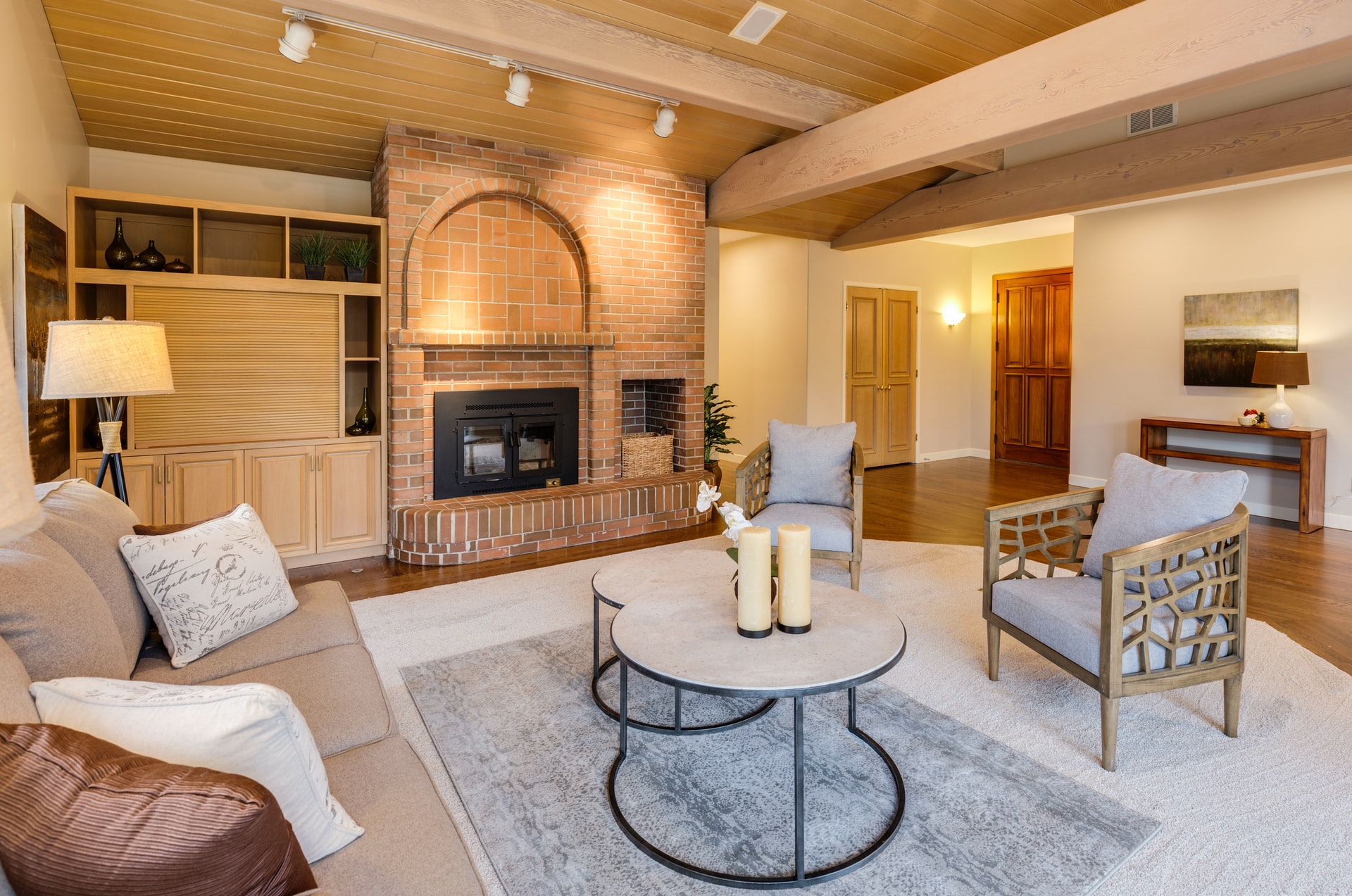 living room with couch and chairs